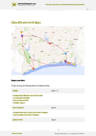 example page 4 from our offline Travel Guide for Côte d’Ivoire